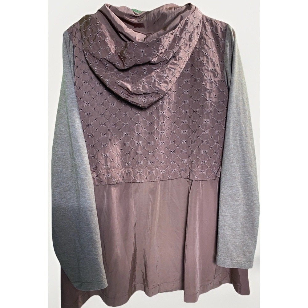 LOGO by Lori Goldstein Women L Hooded Jacket Embroidered Zip Rust Windbreaker - Picture 4 of 9